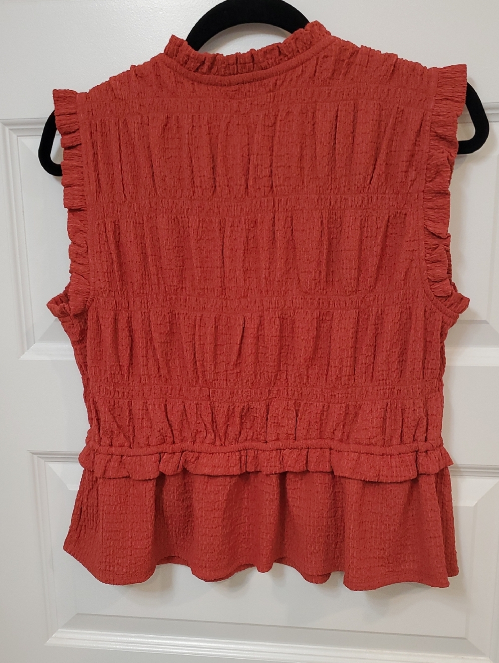 Time and Tru Rust Textured Ruffle Tie-Front Sleeveless Top - Picture 2 of 2